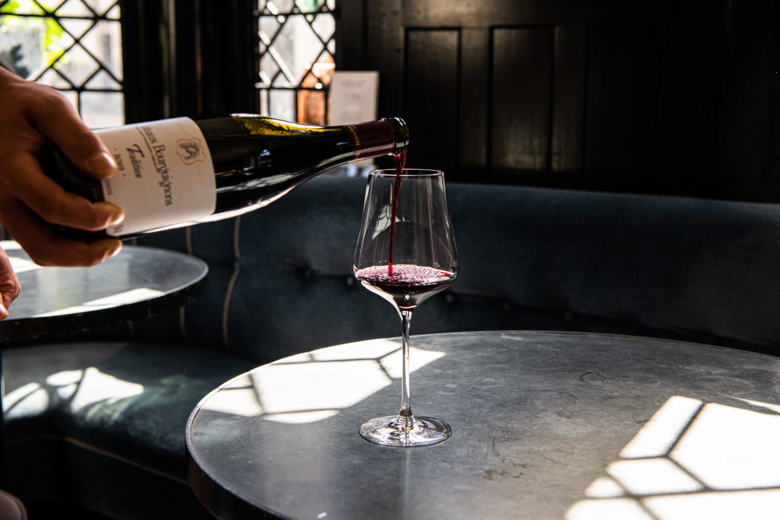 wine pouring into glass